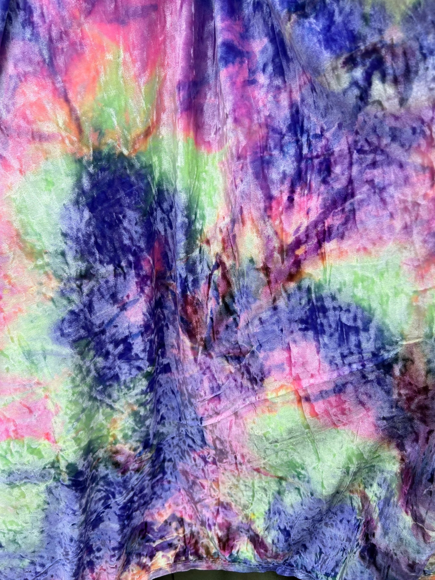 New Tie dye lavender/Multi great quality of crushed velvet 4-way stretch 58/60” Sold by the YD. Ships Worldwide from Los Angeles California