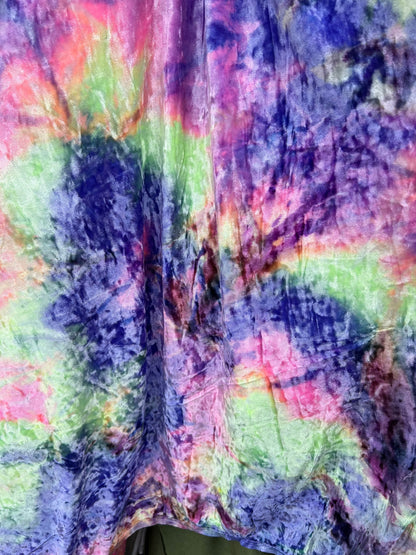 New Tie dye lavender/Multi great quality of crushed velvet 4-way stretch 58/60” Sold by the YD. Ships Worldwide from Los Angeles California