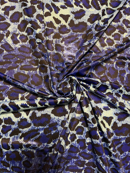 Exotic Leopard design Animal print with foil print on best quality of nylon spandex 4-way stretch 58/60” Sold by the YD.