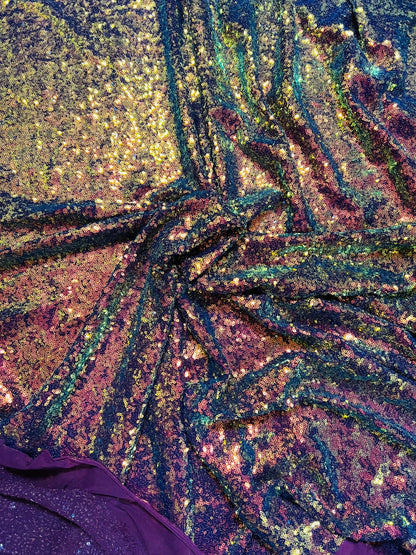 New sequins cosmic iridescent mini glitz sequins embroidered on stretch power mesh 4-Way 55/56” Sold by the YD. Ships worldwide