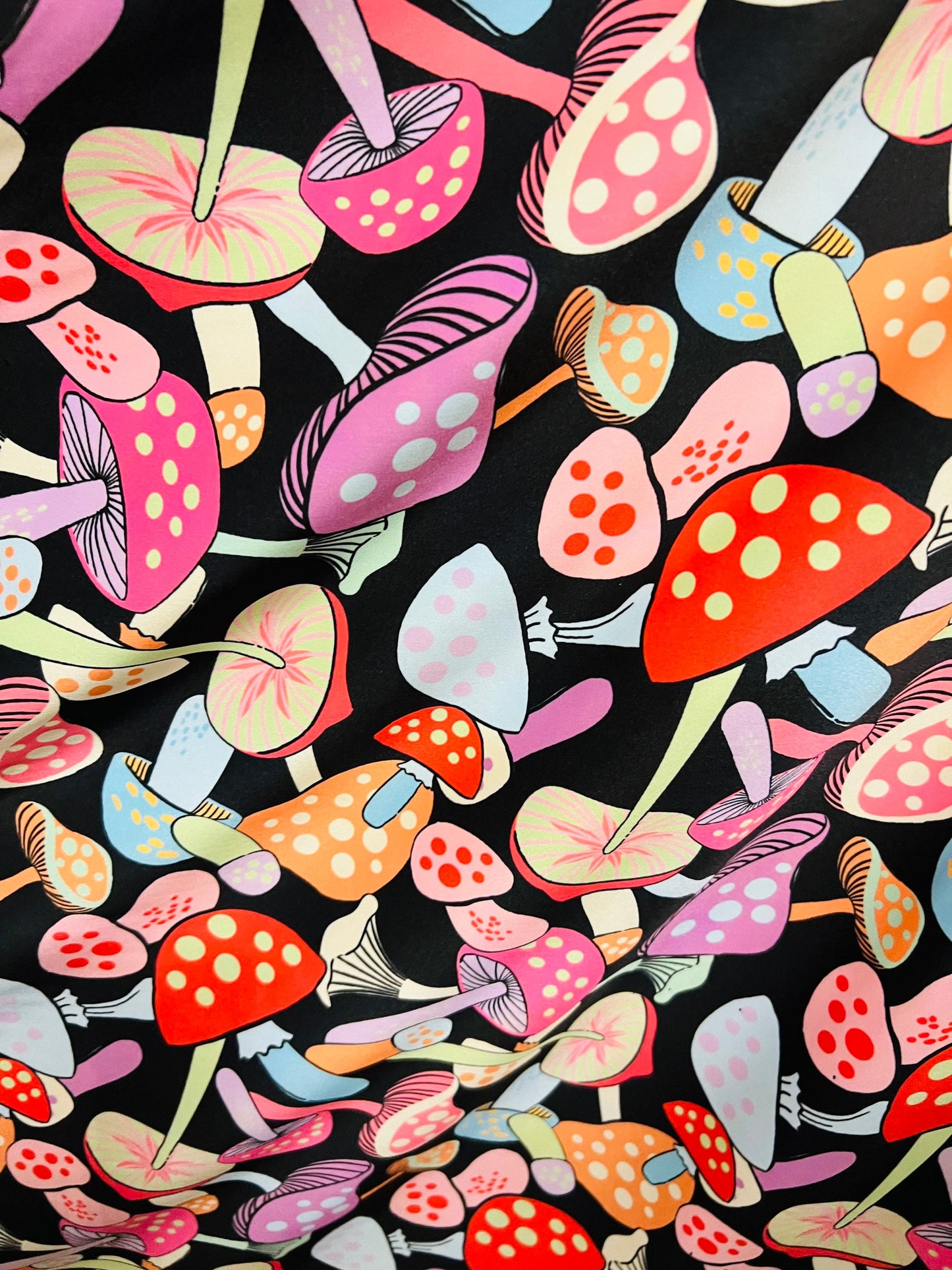 Mushrooms in wonderland design Multicolor print on best quality of nylon spandex 4-way stretch 58/60” Sold by the YD. Ships Worldwide