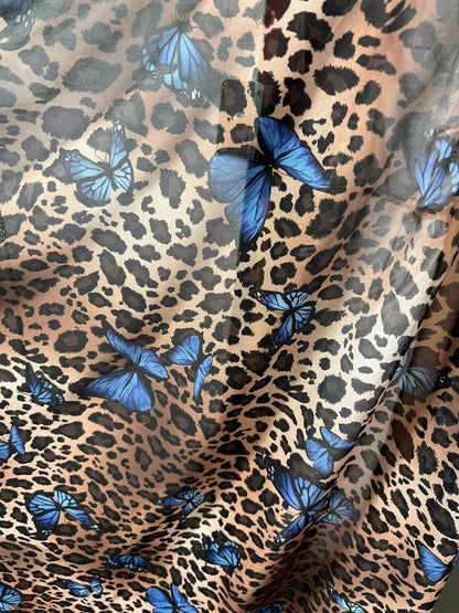 New Exotic leopard & Butterfly design print on great quality of power mesh nylon spandex 4-way stretch 58/60” Sold by the YD.