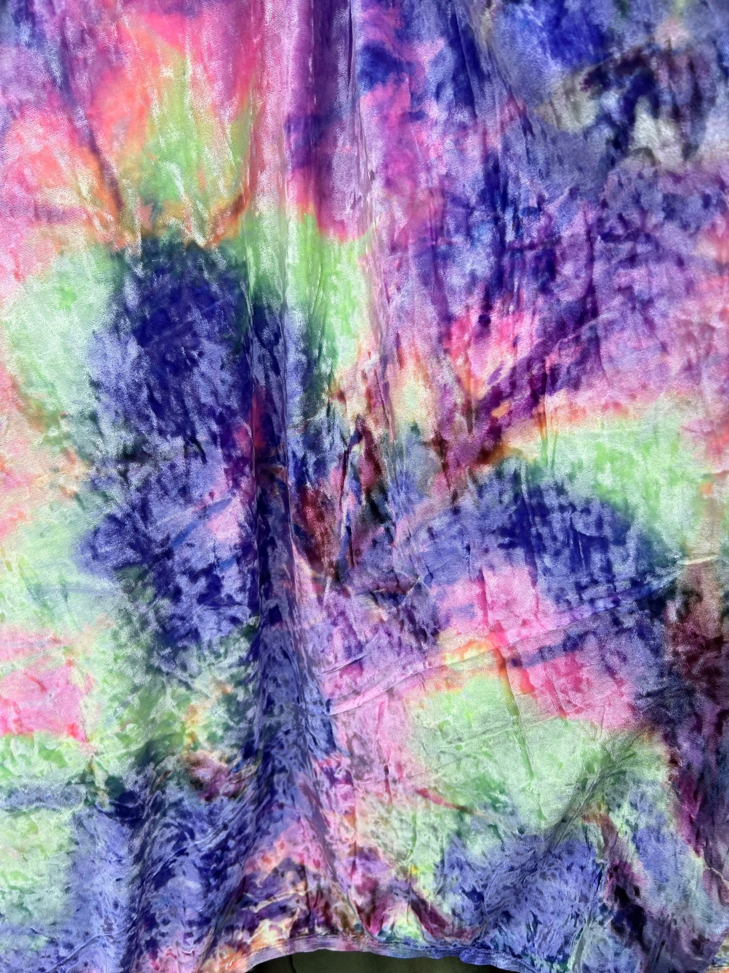 New Tie dye lavender/Multi great quality of crushed velvet 4-way stretch 58/60” Sold by the YD. Ships Worldwide from Los Angeles California