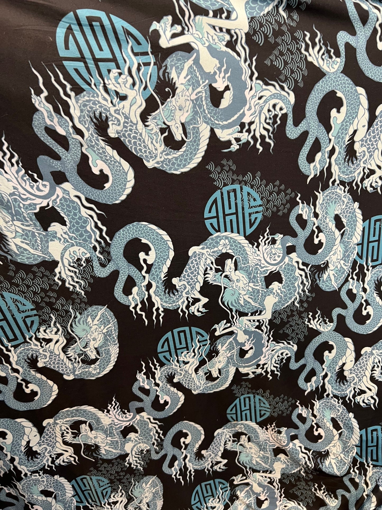 Exotic dragon design print on poly brushed spandex light weight 4-way stretch 58/60”