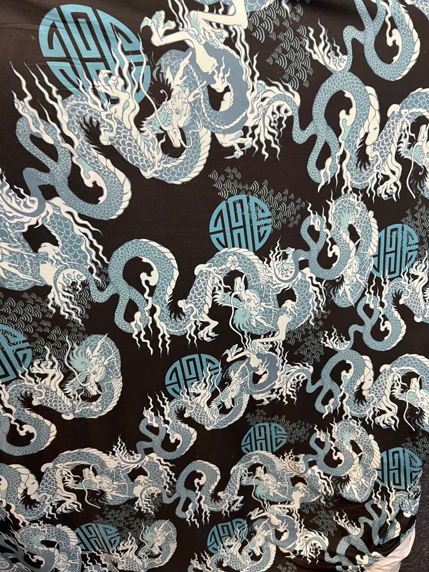 Exotic dragon design print on poly brushed spandex light weight 4-way stretch 58/60”