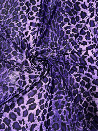 Exotic Leopard design Animal print with foil print on best quality of nylon spandex 4-way stretch 58/60” Sold by the YD.