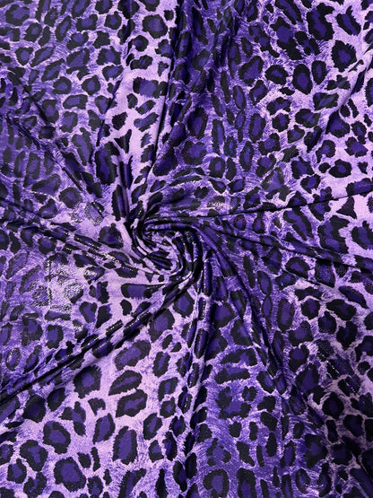 Exotic Leopard design Animal print with foil print on best quality of nylon spandex 4-way stretch 58/60” Sold by the YD.