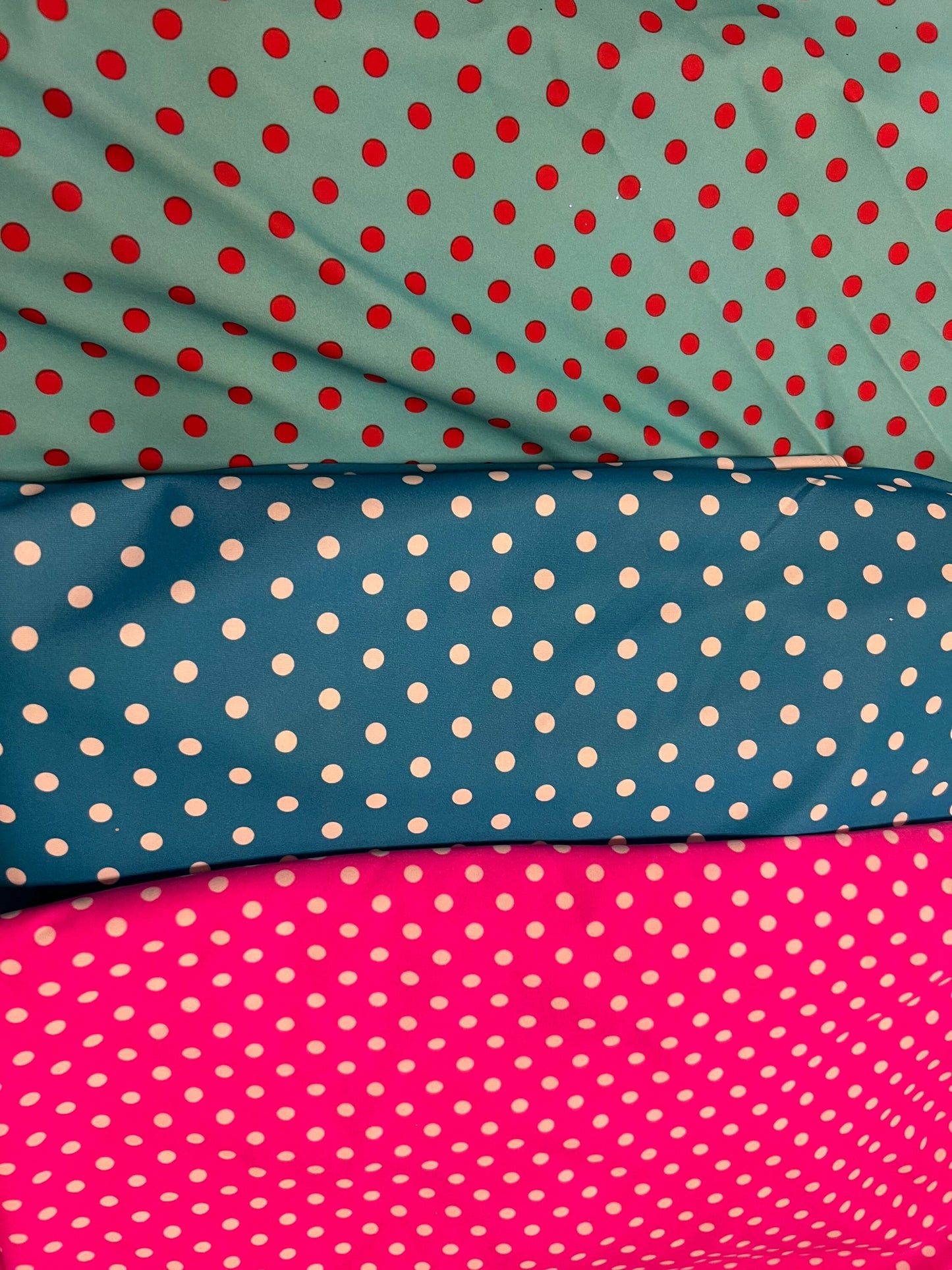 Small polka dots design print on best quality of nylon spandex 4-way stretch 58/60” Sold by the YD. Ships Worldwide from Los Angeles CA.