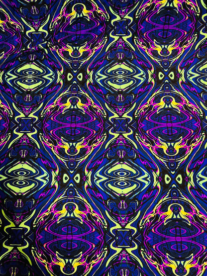 Modern abstract design purple/Multicolor print on best quality of nylon spandex;-way stretch 58/60”