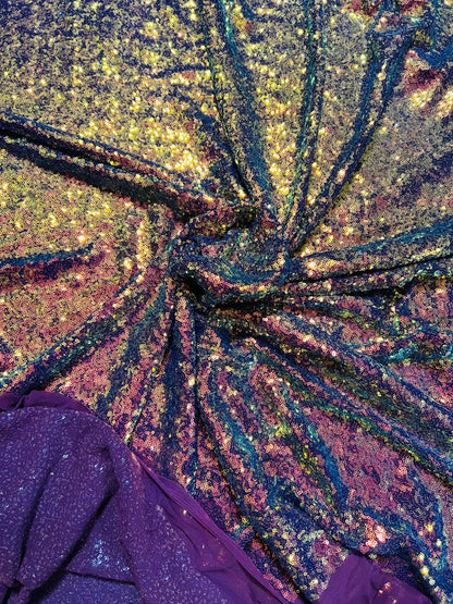 New sequins cosmic iridescent mini glitz sequins embroidered on stretch power mesh 4-Way 55/56” Sold by the YD. Ships worldwide