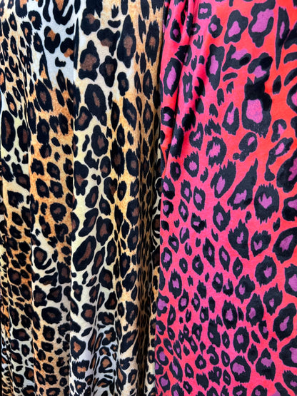 New Exotic Leopard design print on great quality of stretch velvet High quality 4-way stretch 58/60”