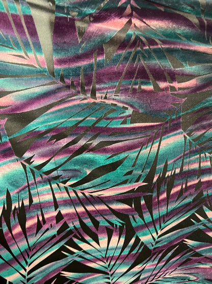 New Leaves design luxury burnout velvet 4-way stretch 58/60” Sold by the YD. Ships Worldwide from Los Ángeles California USA.