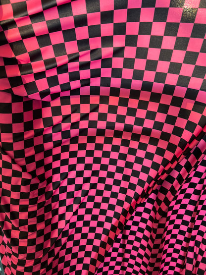 Checkers design 1” print on great quality of nylon spandex 4-way 58/60” Sold by the YD. Ships Worldwide from Los Angeles California USA.