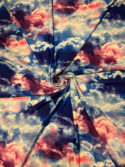 Clouds celestial design print on best quality of nylon spandex 4-way stretch 58/60” Sold by the YD. Ships Worldwide from Los Angeles CA