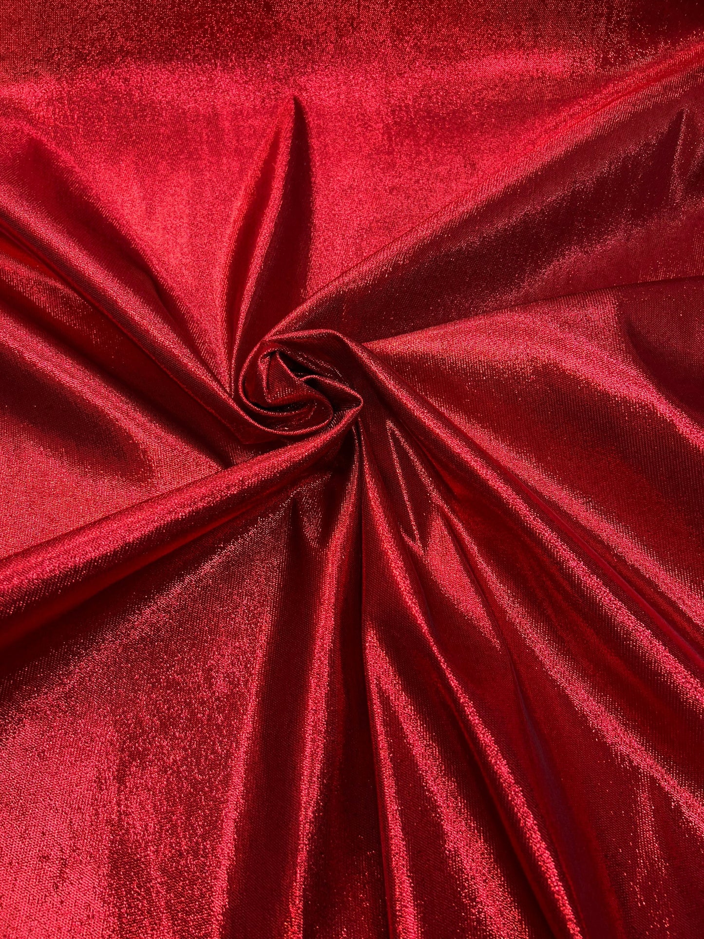 Luxury metallic red Lurex lame spandex 4-way stretch Best quality in the market 44/45” Sold by the YD.