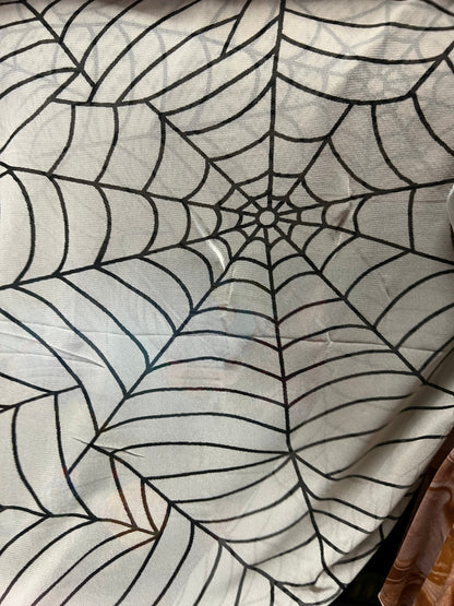 Spiderweb design print on poly mesh 4-way stretch 58/60” Sold by the YD. Ships Worldwide from Los Angeles California USA