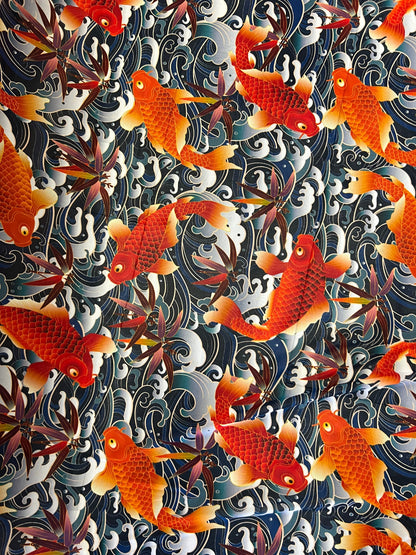 Exotic fish design print on best quality of Nylon power mesh 4-way stretch 58/60” Sold by the YD. Ships Worldwide from Los Angeles