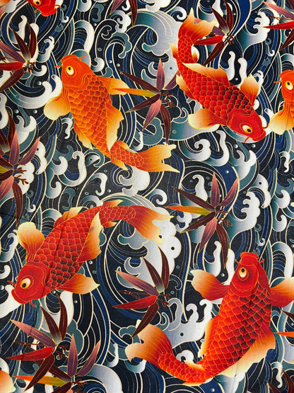 Exotic fish design print on best quality of Nylon power mesh 4-way stretch 58/60” Sold by the YD. Ships Worldwide from Los Angeles