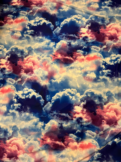 Clouds celestial design print on best quality of nylon spandex 4-way stretch 58/60” Sold by the YD. Ships Worldwide from Los Angeles CA