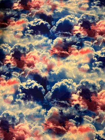 Clouds celestial design print on best quality of nylon spandex 4-way stretch 58/60” Sold by the YD. Ships Worldwide from Los Angeles CA