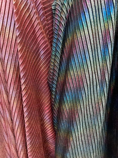 New Luxury pleated Tie dye velvet with foil 2-way stretch 58/60” Sold by the YD. Ships Worldwide from Los Angeles California USA