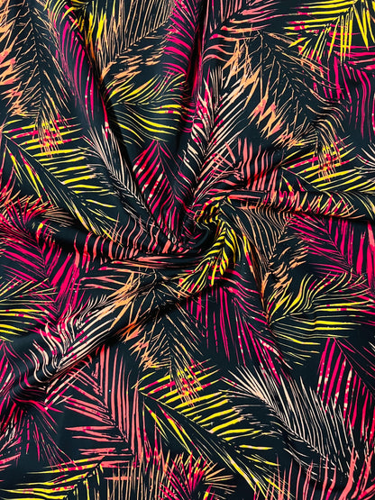 New Hawaiian print black multicolor print on best quality of nylon spandex 4-way stretch 58/60” Sold by the YD. Ships Worldwide from Los Ang