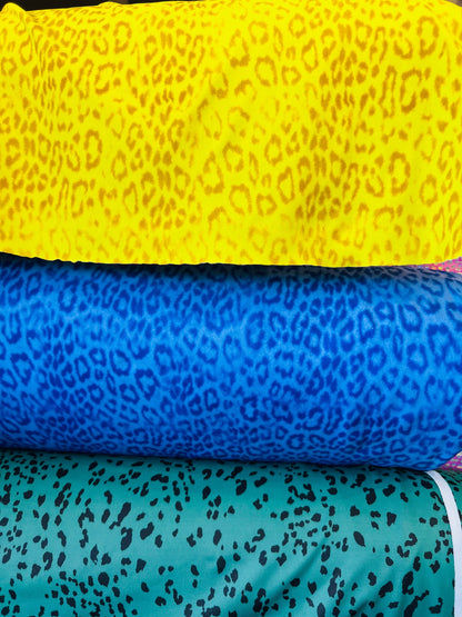 Exotic Leopard design print on great quality of Nylon spandex 4-way stretch 58/60” Sold by the YD. Ships Worldwide from Los Angeles CA