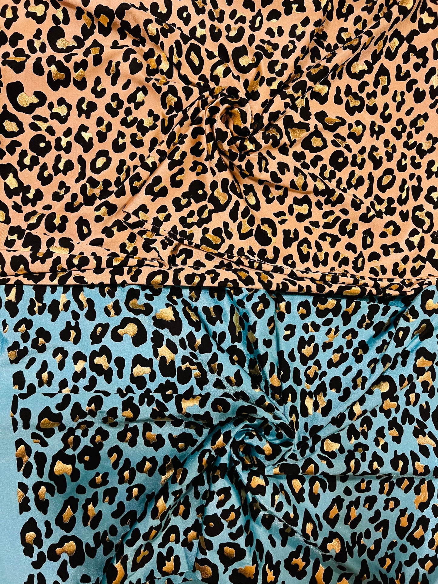 New exotic metallic leopard design nylon spandex 4-way stretch it glows in the dark 58/60” Sold by the YD. Ships worldwide from Los Angeles