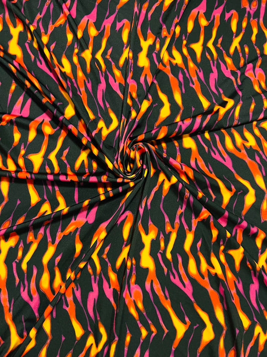 New Exotic Tiger design black/pink/orange print on great quality of Nylon Spandex 4-way stretch 58/60”