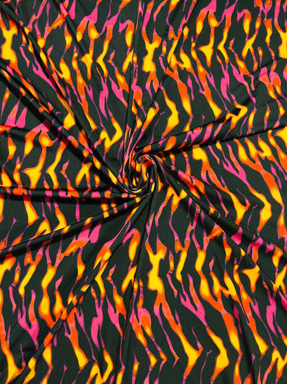 New Exotic Tiger design black/pink/orange print on great quality of Nylon Spandex 4-way stretch 58/60”