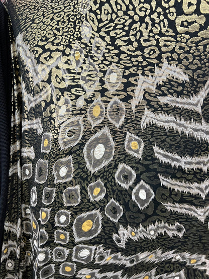 Exotic animal print metallic poly spandex 2-way stretch 58/60” Sold by the YD. Ships Worldwide from Los Angeles California USA