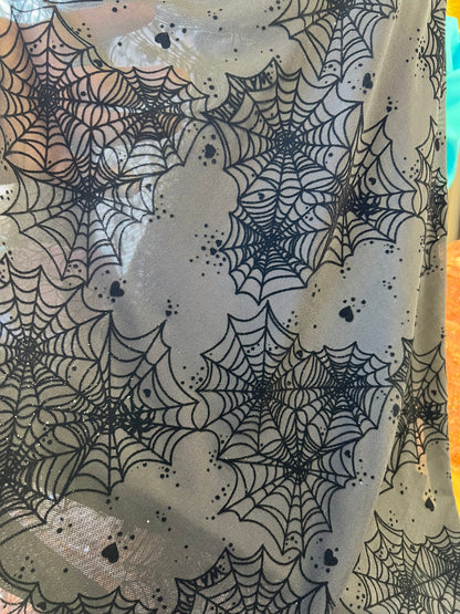 New Spider web design print on great quality of power mesh nylon spandex 4-way stretch 58/60” Sold by the YD. Ships Worldwide from Los  CA