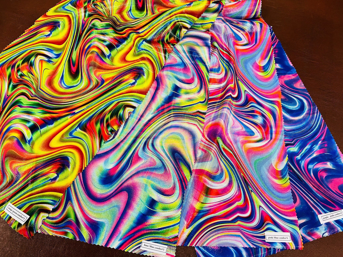 New Hologram Lava abstract design digital metallic Nylon spandex 4-way stretch 58/60” Sold by the YD. Ships Worldwide from Los Ángeles CA