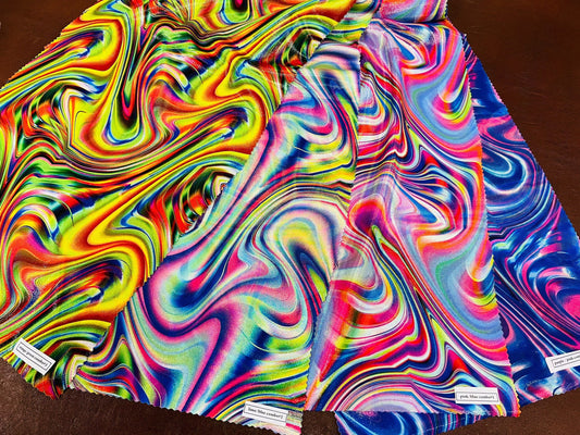 New Hologram Lava abstract design digital metallic Nylon spandex 4-way stretch 58/60” Sold by the YD. Ships Worldwide from Los Ángeles CA