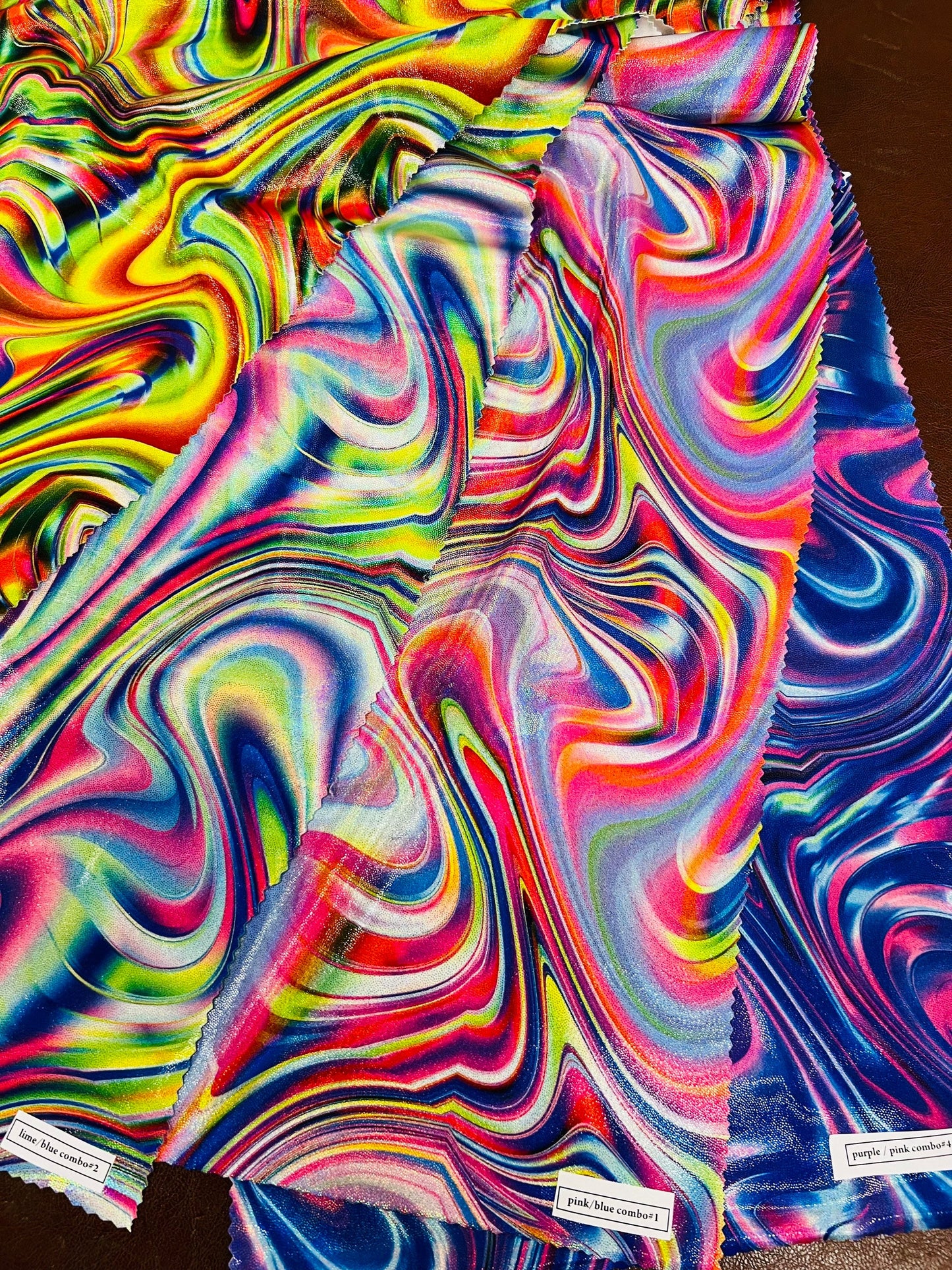 New Hologram Lava abstract design digital metallic Nylon spandex 4-way stretch 58/60” Sold by the YD. Ships Worldwide from Los Ángeles CA