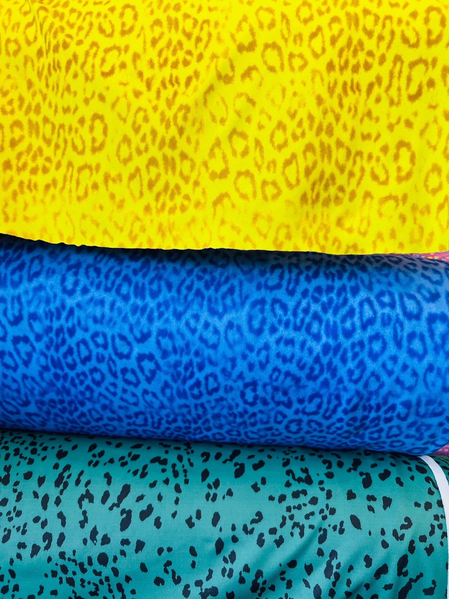 Exotic Leopard design print on great quality of Nylon spandex 4-way stretch 58/60” Sold by the YD. Ships Worldwide from Los Angeles CA