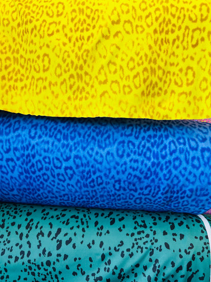 Exotic Leopard design print on great quality of Nylon spandex 4-way stretch 58/60” Sold by the YD. Ships Worldwide from Los Angeles CA