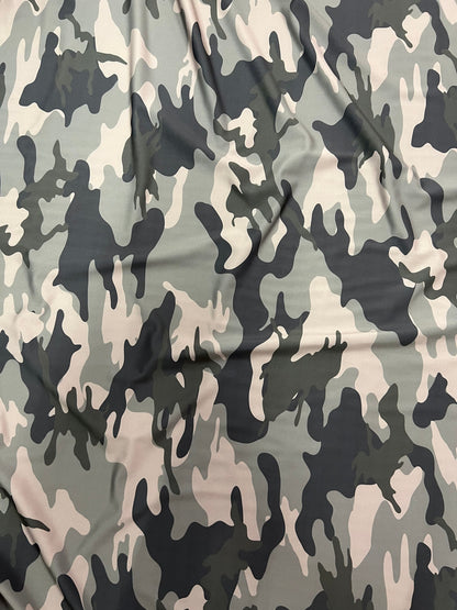 New camouflage design print on best quality of Nylon spandex 4-way stretch 58/60” Sold by the YD.