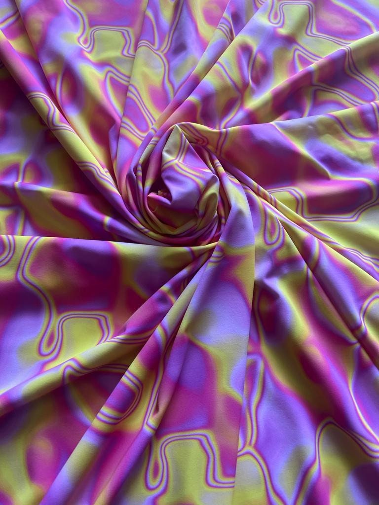 Lava modern abstract design print on best quality of Nylon spandex 4-way stretch 58/60” Sold by the YD.