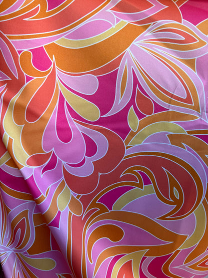 New abstract floral design print on great quality of Nylon spandex 4-way stretch 58/60” Sold by the YD. Ships worldwide from Los Angeles