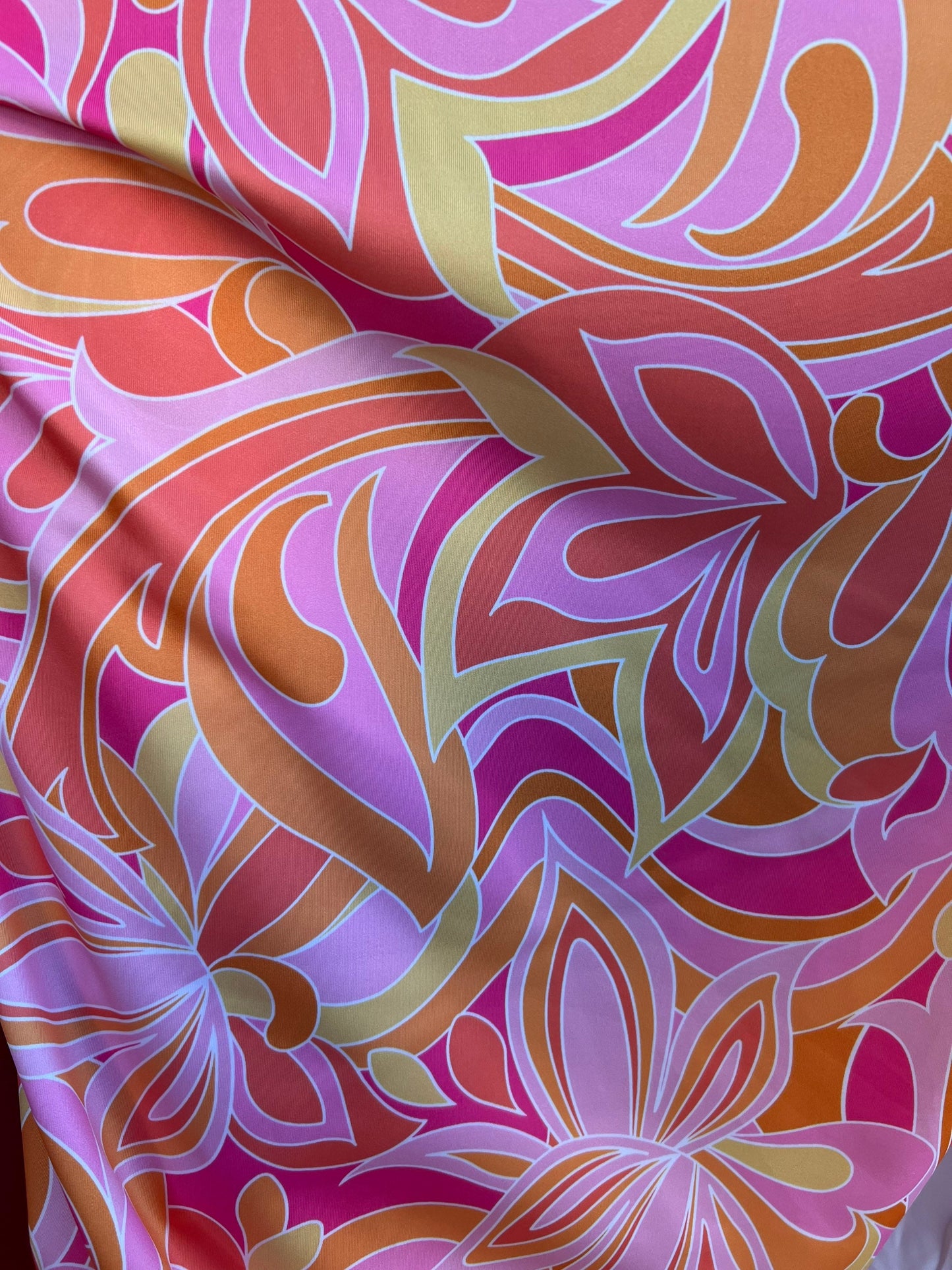 New abstract floral design print on great quality of Nylon spandex 4-way stretch 58/60” Sold by the YD. Ships worldwide from Los Angeles