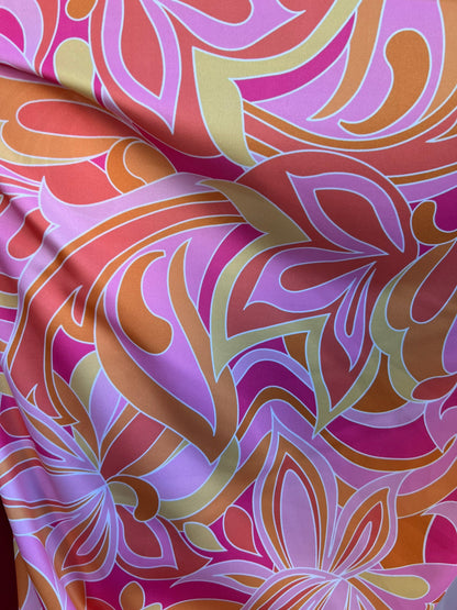 New abstract floral design print on great quality of Nylon spandex 4-way stretch 58/60” Sold by the YD. Ships worldwide from Los Angeles