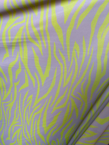 New Zebra design Ribbed spandex 4-way stretch 55/57” Sold by the YD. Ships Worldwide from Los Angeles California USA