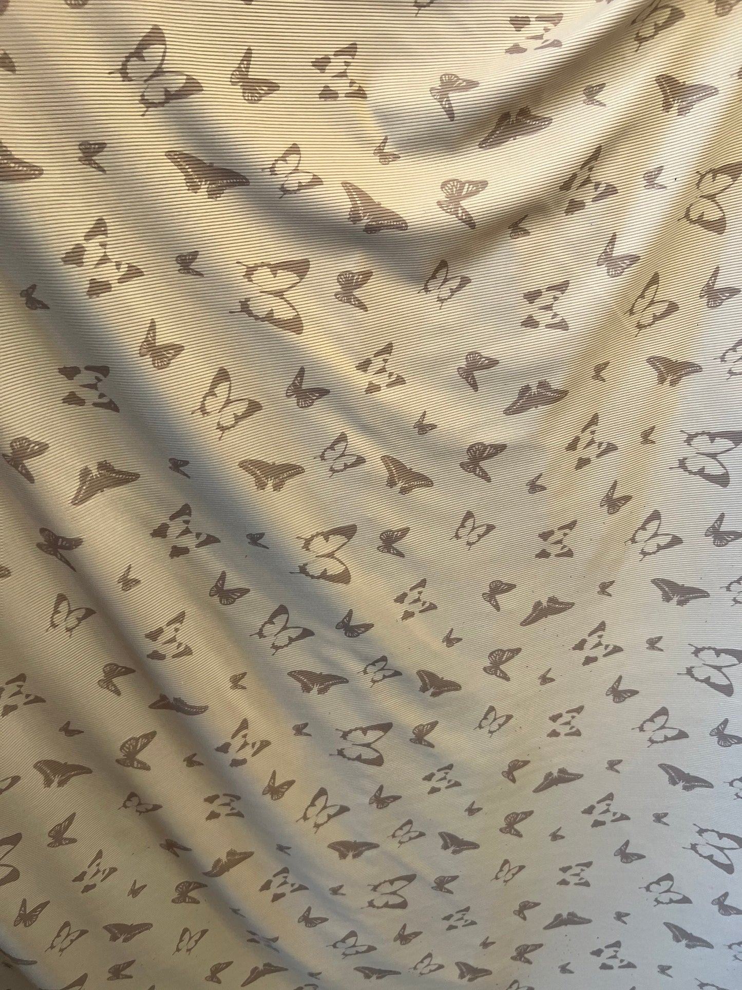 New Butterfly design Ribbed spandex Taupe color 4-way stretch 55/57” Sold by the YD. Ships Worldwide from Los Angeles California USA