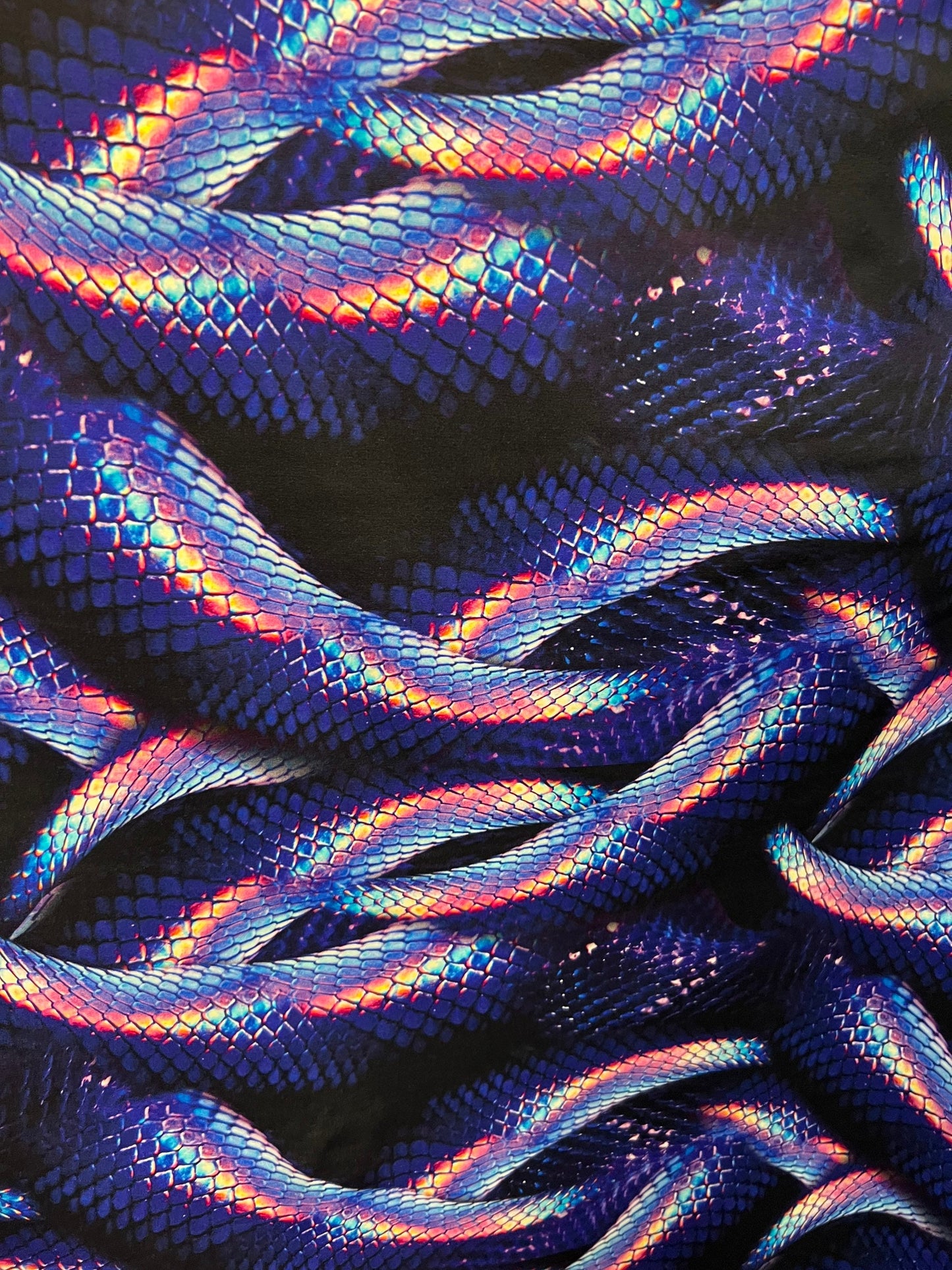 Anacondas design exotic Amazon snake print on best quality of heavy nylon spandex 4-way stretch 58/60” Sold by the YD. Ships worldwide