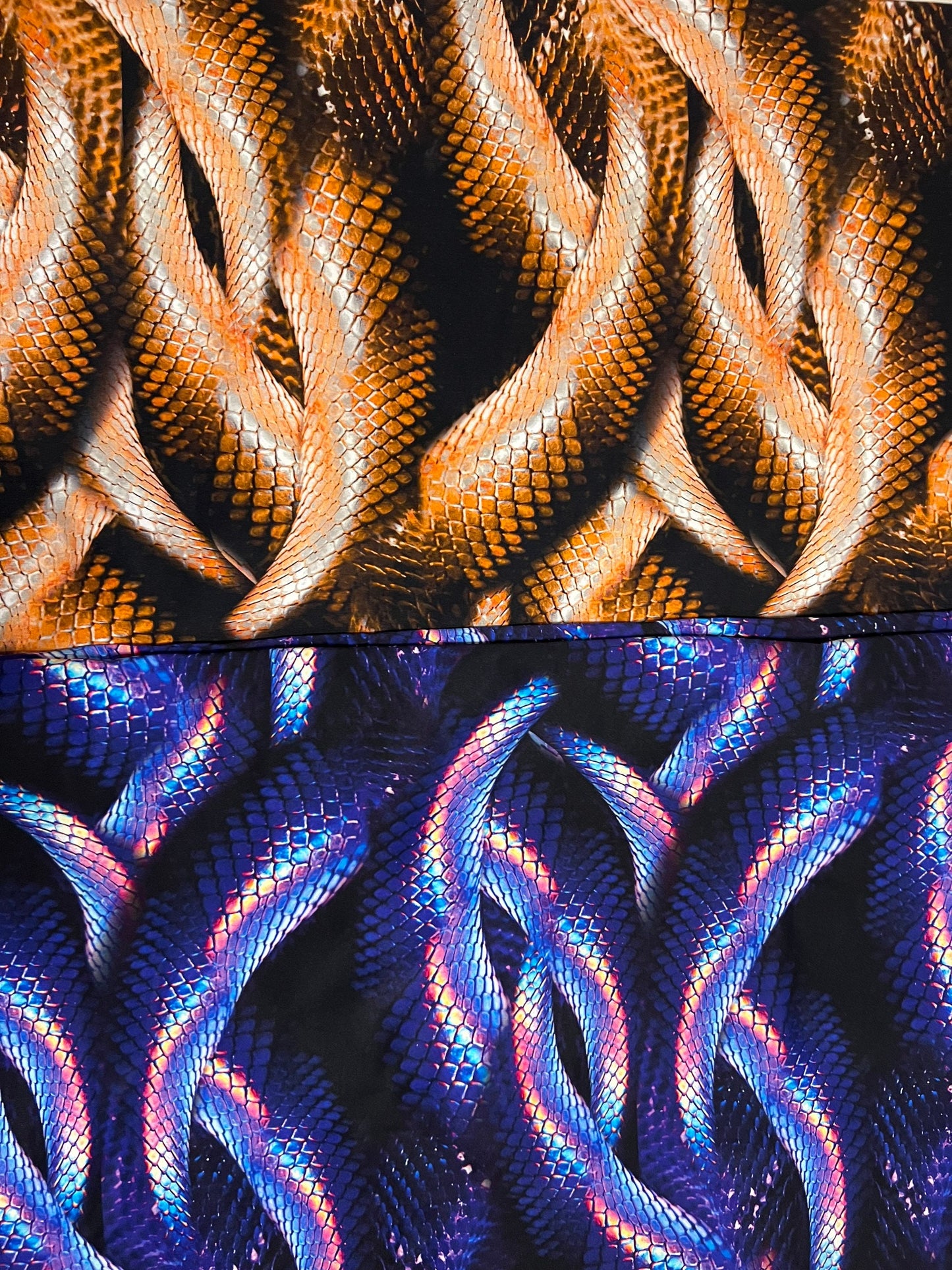 Anaconda Exotic snake design print on best quality of heavy Nylon spandex Brazilian quality 4-way stretch 58/60” Sold by the YD.