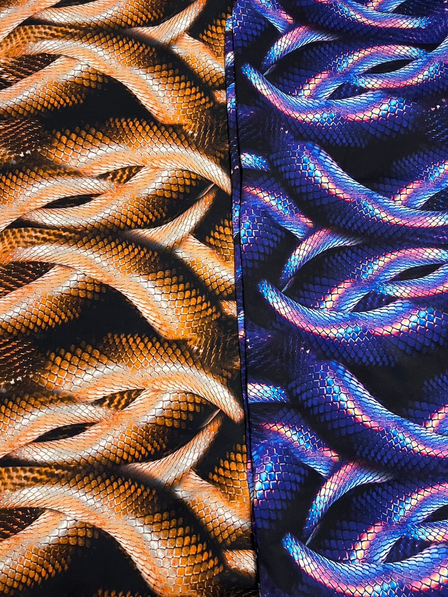 Anaconda Exotic snake design print on best quality of heavy Nylon spandex Brazilian quality 4-way stretch 58/60” Sold by the YD.