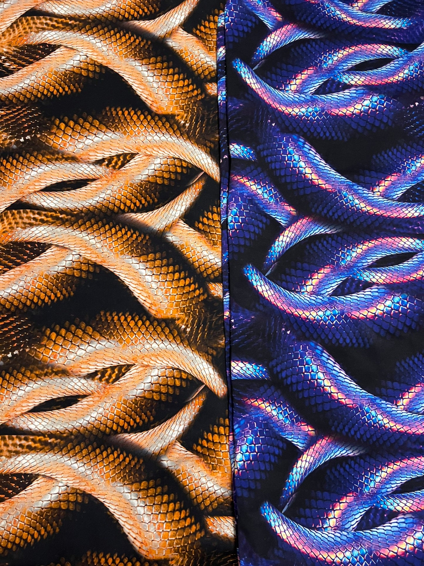 Anaconda Exotic snake design print on best quality of heavy Nylon spandex Brazilian quality 4-way stretch 58/60” Sold by the YD.