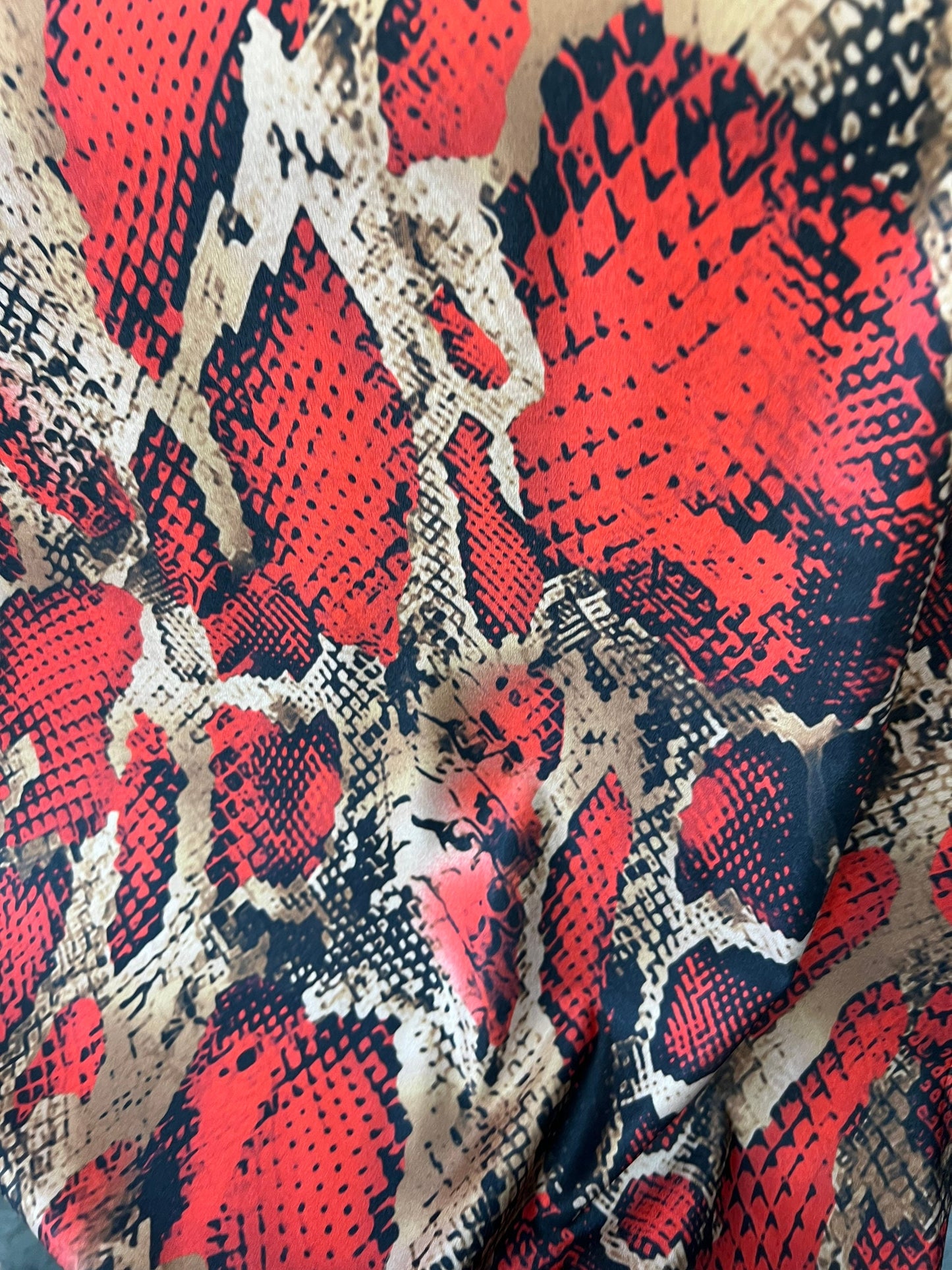 New Exotic snake skin design print on Nylon spandex 4-way stretch 58/60” Sold by the YD. Ships worldwide from Los Angeles California USA