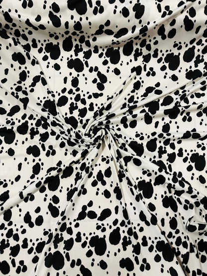 Dalmatian design print on great quality of poly spandex 2-way stretch 58/60” Sold by the YD. Ships Worldwide from Los Angeles California.